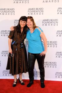 Beth Federici (on left) with America’s First Food Producer, Kathleen Squires at the James Beard Awards 2013.